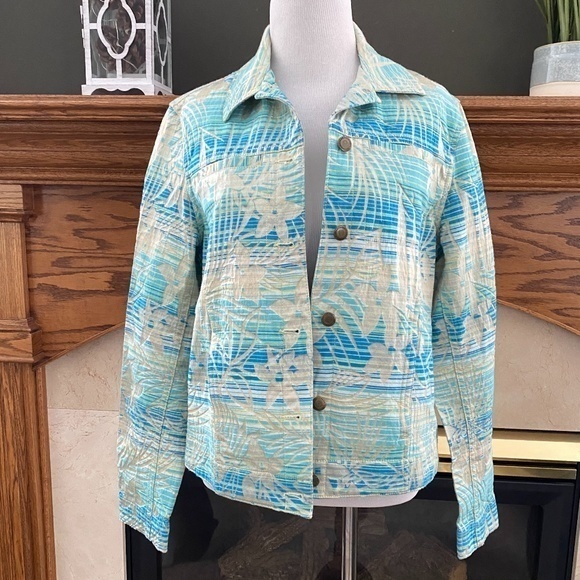 Caribbean Joe‎ Floral Tropical Jacket Sz. M - Picture 1 of 14